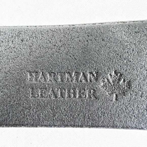 Hartman Dress Belt Black Leather Size 42 Made In Italy Solid Brass 1 1/2" Wide - Picture 7 of 7